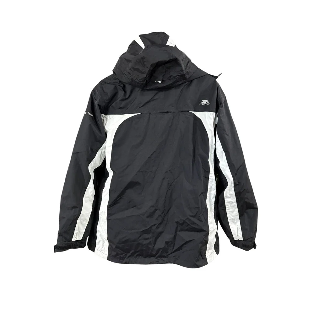 Trespass Tres-Tex Hooded Rain Jacket Black White Fleece Lined Mens Large L